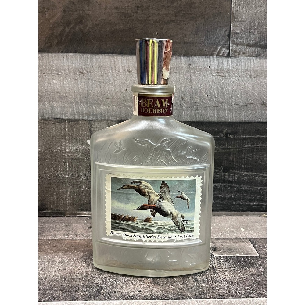 Jim Beam Duck Stamp Series Decanter First Issue Frosted Glass 1984 750ml Empty